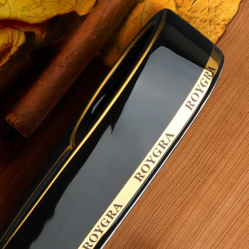 roygra رماد السيجار روينغرا، رماد سيجار سيراميك مطلي يدويًا، ملحقات سيجار خارجية (أسود) - Image 4