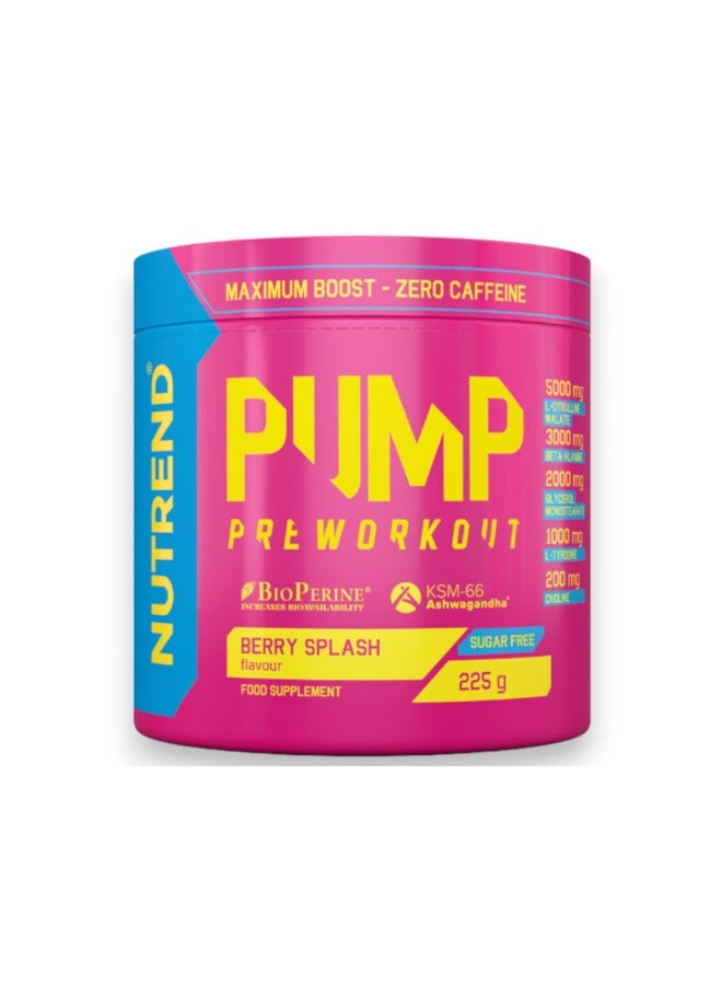 NUTREND Pump Pre Workout, Berry Splash Flavour, 225g