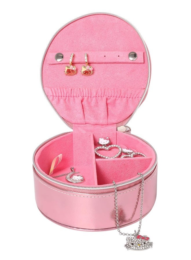 Hello Kitty Sanrio Jewelry Holder Organizer with Zip Closure, Officially Licensed Round Jewelry Travel Case - Image 2