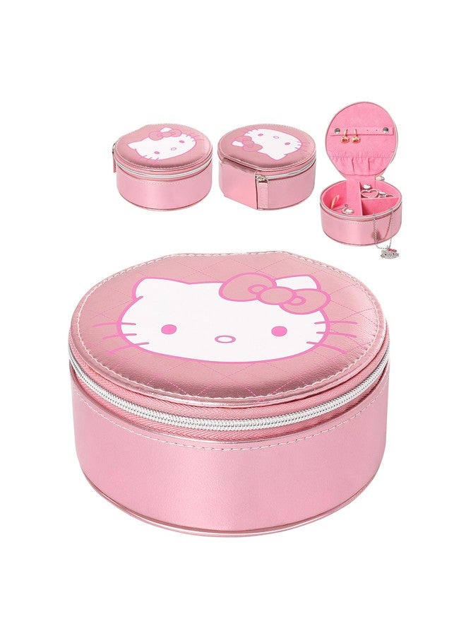 Hello Kitty Sanrio Jewelry Holder Organizer with Zip Closure, Officially Licensed Round Jewelry Travel Case - Image 1