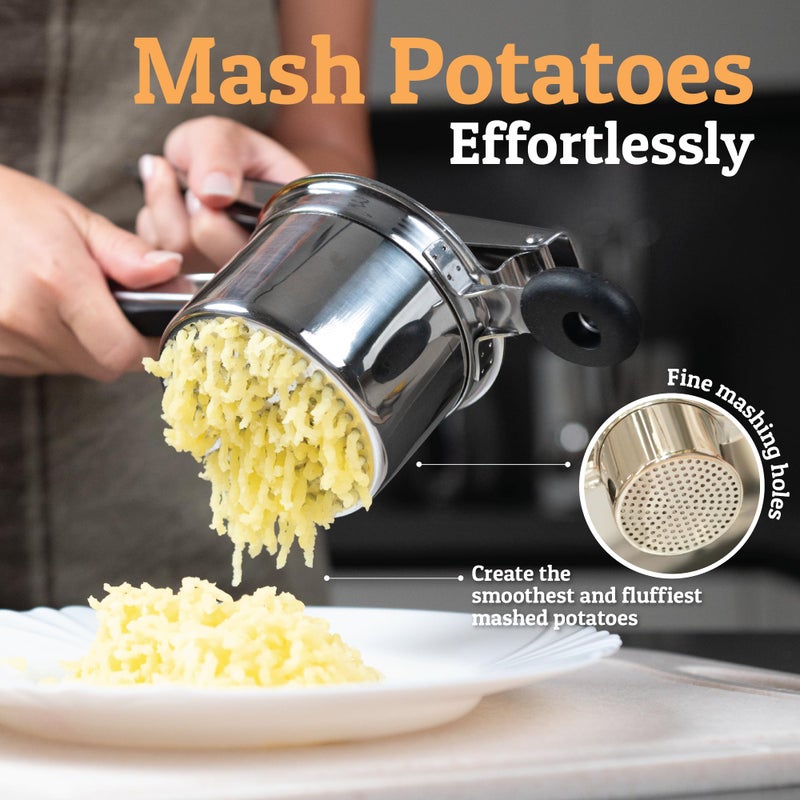 Priority Chef PriorityChef Large 15oz Potato Ricer With 3 Discs, Heavy Duty Stainless Steel Potato Ricer for Mashed Potatoes, Potato Masher, Press and Ricer Kitchen Tool, Black - Image 2