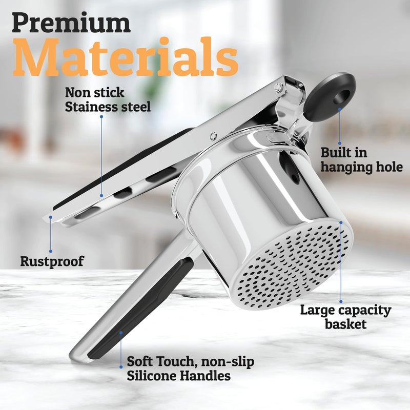 Priority Chef PriorityChef Large 15oz Potato Ricer With 3 Discs, Heavy Duty Stainless Steel Potato Ricer for Mashed Potatoes, Potato Masher, Press and Ricer Kitchen Tool, Black - Image 4