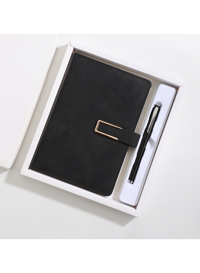 Generic Leather Diary A5 hardcover notebook with pen, bound in leather, suitable for writing diaries in both male and female schools, offices, work, daily life, and travel  - Image 1