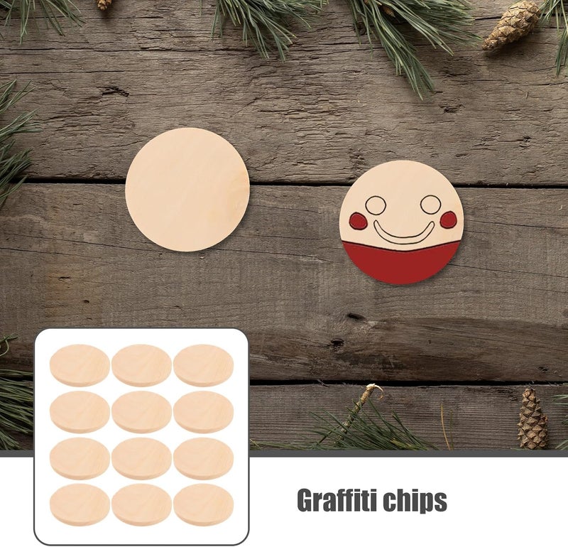 50pcs 5mm Thick Wooden Slices Blank Wood Discs Craft DIY Wood Blanks for Painting and Graffiti Art Supplies - Image 3
