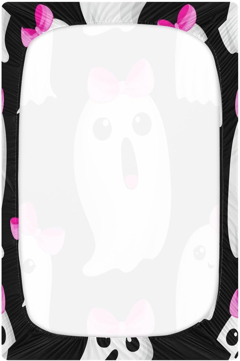 Halloween Bow Ghosts Crib Sheets for Boys Girls Ultra Soft Breathable Baby Crib Sheet Fitted Crib Sheets for Standard Size Crib and Toddler Mattresses, 39 x 27 Inch - Image 3