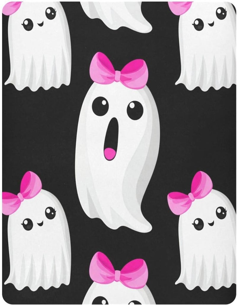Halloween Bow Ghosts Crib Sheets for Boys Girls Ultra Soft Breathable Baby Crib Sheet Fitted Crib Sheets for Standard Size Crib and Toddler Mattresses, 39 x 27 Inch - Image 2