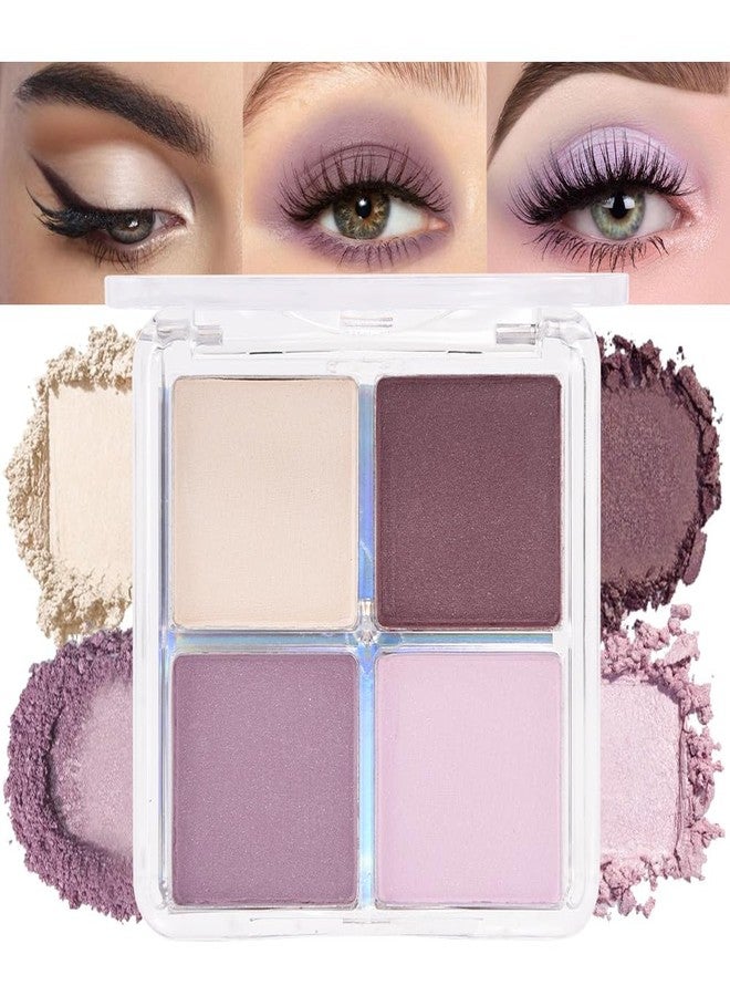 HHLTOH 4 Colors Light Violet Pink Purple Brown Eye Shadow Powder Palette Makeup, Neutral Matte Shimmer Quads Eyeshadow Palette for Women Highly Pigmented Waterproof, paleta de sombras de ojos,Vegan 02 - Image 1