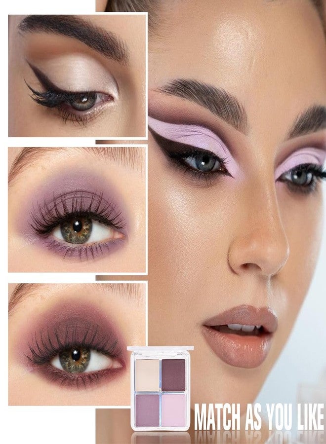 HHLTOH 4 Colors Light Violet Pink Purple Brown Eye Shadow Powder Palette Makeup, Neutral Matte Shimmer Quads Eyeshadow Palette for Women Highly Pigmented Waterproof, paleta de sombras de ojos,Vegan 02 - Image 5