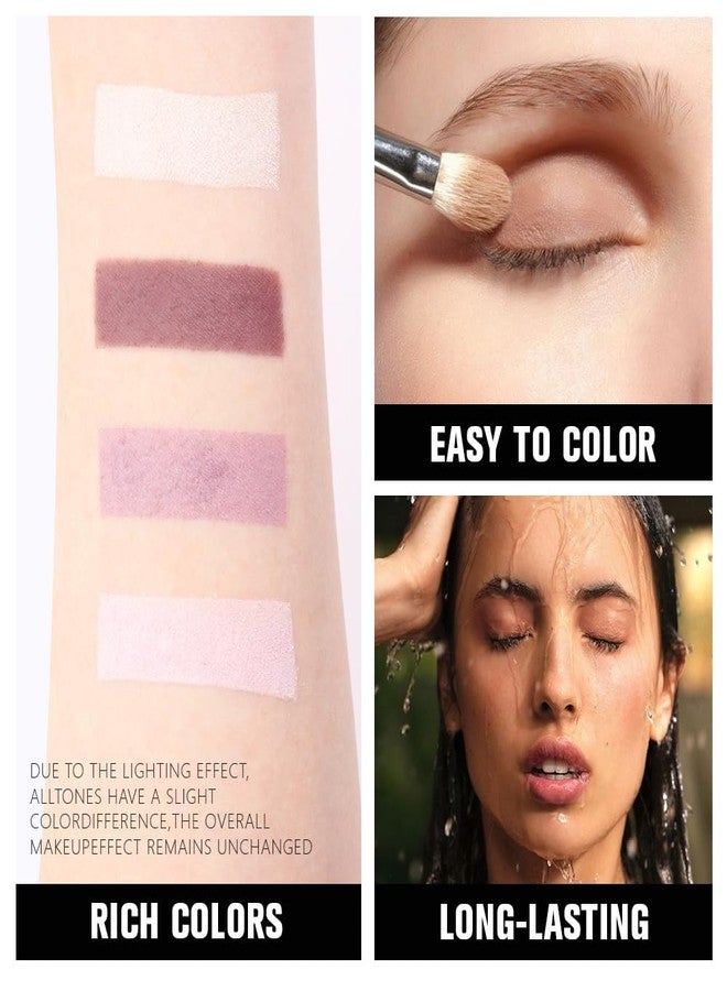 HHLTOH 4 Colors Light Violet Pink Purple Brown Eye Shadow Powder Palette Makeup, Neutral Matte Shimmer Quads Eyeshadow Palette for Women Highly Pigmented Waterproof, paleta de sombras de ojos,Vegan 02 - Image 4
