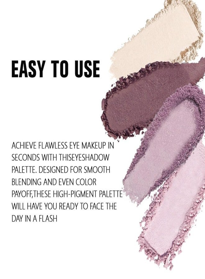 HHLTOH 4 Colors Light Violet Pink Purple Brown Eye Shadow Powder Palette Makeup, Neutral Matte Shimmer Quads Eyeshadow Palette for Women Highly Pigmented Waterproof, paleta de sombras de ojos,Vegan 02 - Image 3