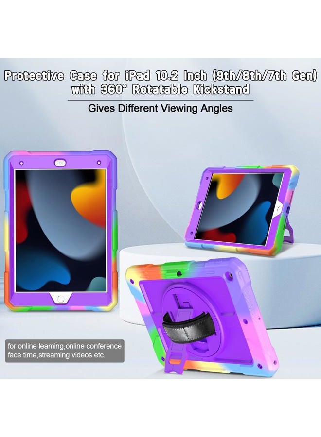 LTROP iPad 8th Generation Case,iPad 10.2 Case,iPad 7th Generation Case for Kids,Shockproof iPad 10.2 Kids Case[Rotating Stand] [Hand Strap] [Pencil Holder] for iPad 2020/2019 (8th/7th Gen), Purple - Image 5