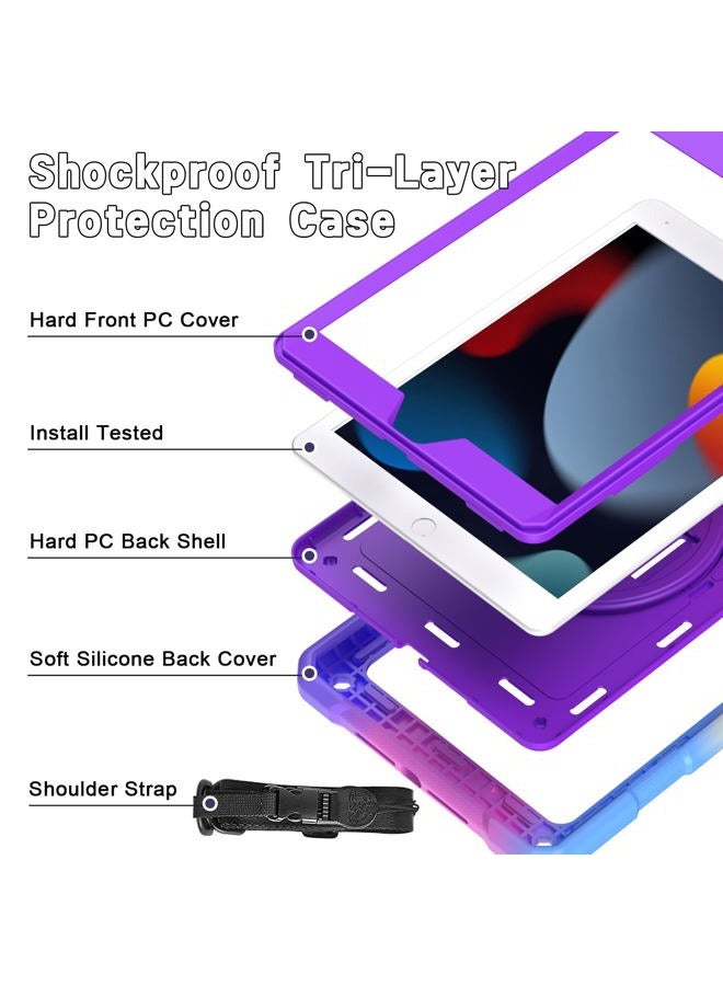 LTROP iPad 8th Generation Case,iPad 10.2 Case,iPad 7th Generation Case for Kids,Shockproof iPad 10.2 Kids Case[Rotating Stand] [Hand Strap] [Pencil Holder] for iPad 2020/2019 (8th/7th Gen), Purple - Image 2