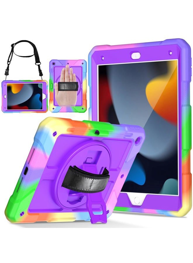 LTROP iPad 8th Generation Case,iPad 10.2 Case,iPad 7th Generation Case for Kids,Shockproof iPad 10.2 Kids Case[Rotating Stand] [Hand Strap] [Pencil Holder] for iPad 2020/2019 (8th/7th Gen), Purple - Image 1