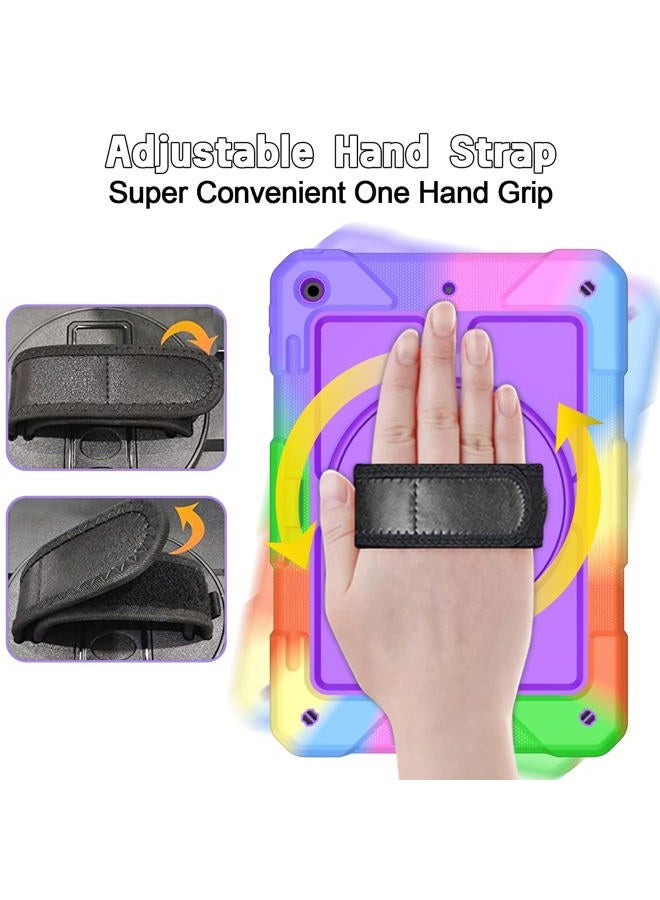 LTROP iPad 8th Generation Case,iPad 10.2 Case,iPad 7th Generation Case for Kids,Shockproof iPad 10.2 Kids Case[Rotating Stand] [Hand Strap] [Pencil Holder] for iPad 2020/2019 (8th/7th Gen), Purple - Image 4