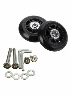 Luggage Swivel Wheel Replacement, Mute Wheel with Axles Screws Repair Tool, DIY Durable Plastic 360° Replacement Wheels with Screw, for Ordinary Luggage Box