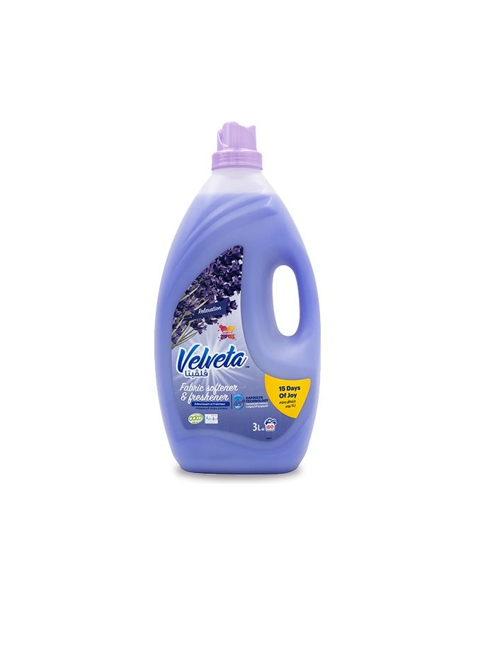 Velveta - Velveta Fabric Softener & Freshener - Lavender | 3L Long-Lasting Relaxation & Softness | Reduces Wrinkles & Static Cling - Image 1