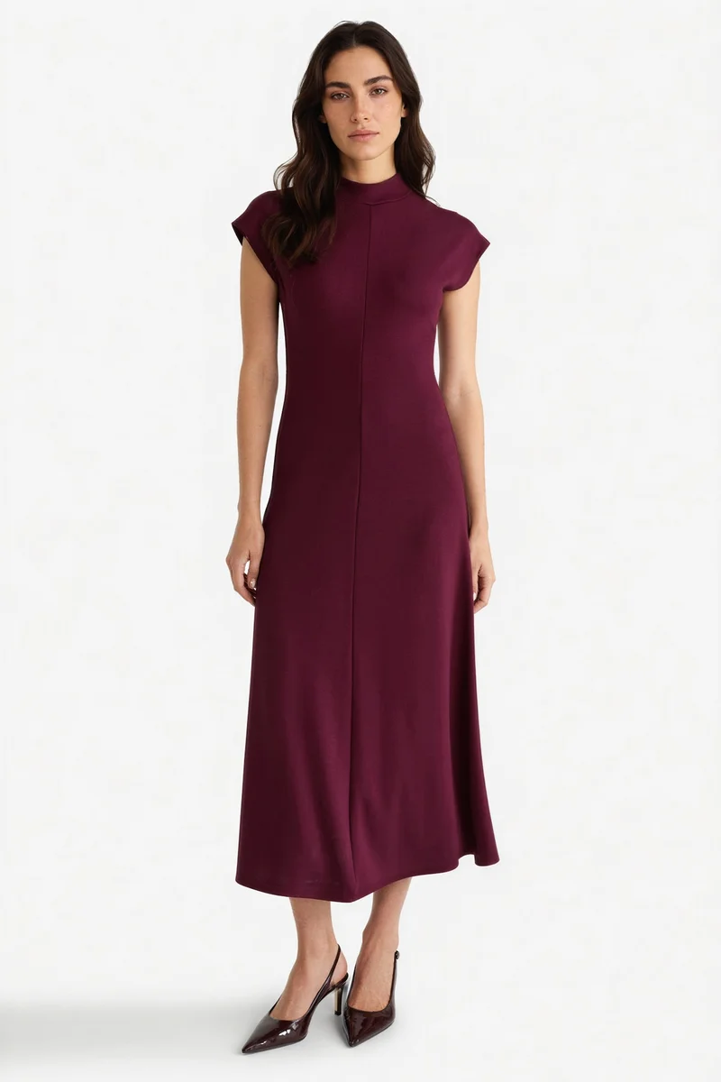 Half Turtleneck Ribana Sleeveless Dress