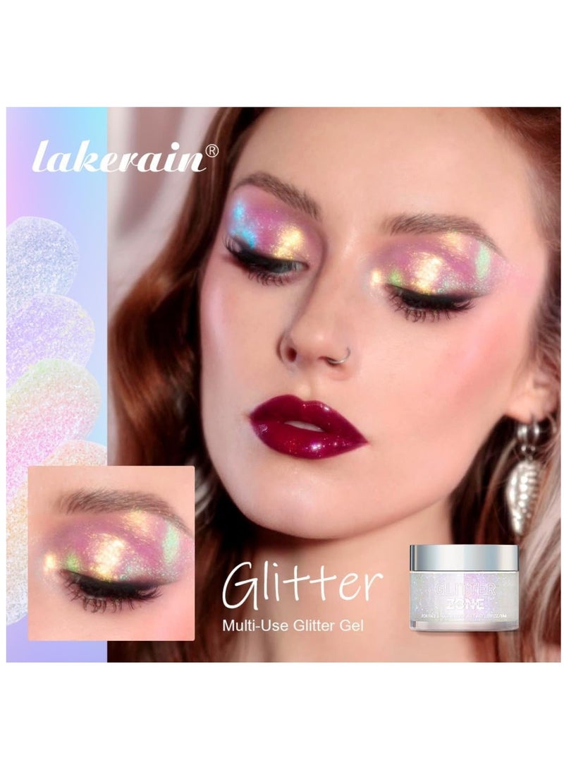 lakerain جل بريق هولوجرافي للجسم والوجه والشعر وألوان الشفاه يتغير تحت الضوء نباتي وخالي من القسوة آمن وسهل الاستخدام رقم 03 - Image 3