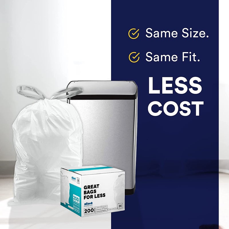 Plasticplace Custom Fit Trash Bags Compatible w Simplehuman Code H Drawstring Bags 8-9 Gallon Tear-Resistant Liner 200 Count Heavy-Duty Waste Disposal - Image 5