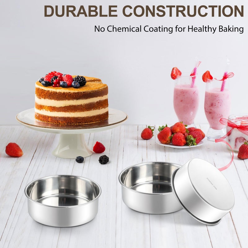 Homikit 6 Inch Round Cake Pan Set, Stainless Steel Small Baking Pans 3 Pack for Oven & Dishwasher, 2â€ Deep Small Nonstick Layer Cake Tins, Non-Toxic & Healthy - Image 4