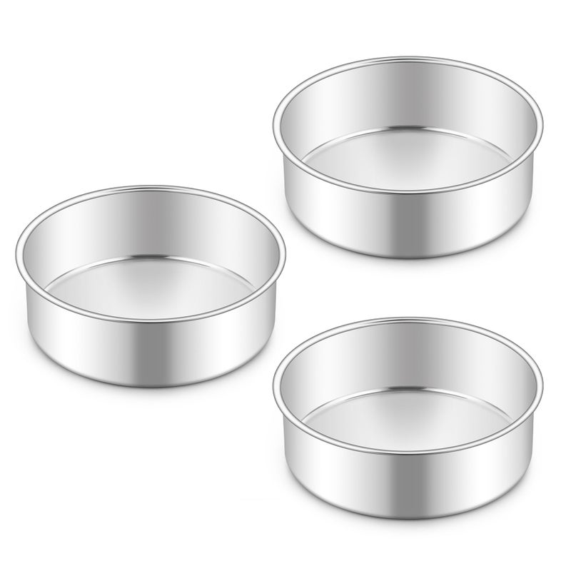Homikit 6 Inch Round Cake Pan Set, Stainless Steel Small Baking Pans 3 Pack for Oven & Dishwasher, 2â€ Deep Small Nonstick Layer Cake Tins, Non-Toxic & Healthy - Image 1