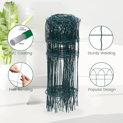 PROWORX 2 Rolls Green Garden Fence Border, 14 in x 40 ft Metal Folding Fence Wire Roll Garden Border Edging, Garden Fence Roll Flower Bed Fencing for Outdoor Yard - Image 3