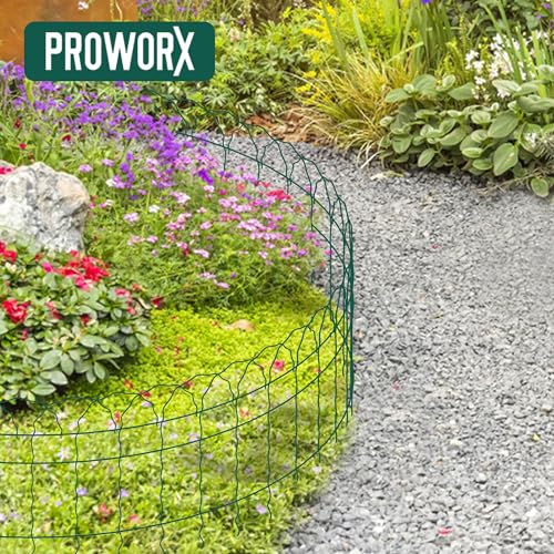 PROWORX 2 Rolls Green Garden Fence Border, 14 in x 40 ft Metal Folding Fence Wire Roll Garden Border Edging, Garden Fence Roll Flower Bed Fencing for Outdoor Yard - Image 2