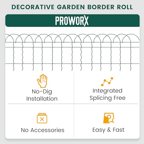 PROWORX 2 Rolls Green Garden Fence Border, 14 in x 40 ft Metal Folding Fence Wire Roll Garden Border Edging, Garden Fence Roll Flower Bed Fencing for Outdoor Yard - Image 5