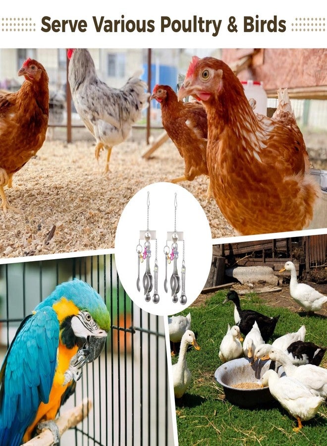 Anjetan 2 Pcs Chicken Enrichment Toys, Hanging Bird Toys with Metal Spoons, Colorful Chewing Foraging Toys, Poultry Coop Accessories for Chickens, Hens, Ducks, Parrots - Image 5