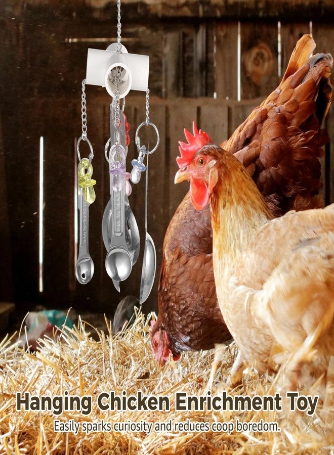 Anjetan 2 Pcs Chicken Enrichment Toys, Hanging Bird Toys with Metal Spoons, Colorful Chewing Foraging Toys, Poultry Coop Accessories for Chickens, Hens, Ducks, Parrots - Image 2