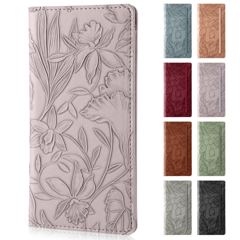Pisypox Checkbook Cover for Personal Checkbookï¼ŒSoft PU leather with a detailed embossed flower patternï¼Œwith Pen Holder & Built-in Clear Plastic Divider for Duplicate Checks - Image 1