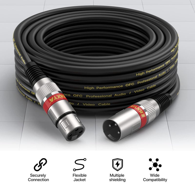 EBXYA XLR Cable 15ft 4 Packs - Premium Balanced DMX Cable with 3-Pin XLR Male to Female Microphone Cable, Black - Image 2