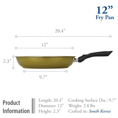 TECHEF - Color Pan 12" Frying Pan, Coated with New Safe Teflon Select - Color Collection/Non-Stick Coating (PFOA Free) (Spicy Olive) - Image 5