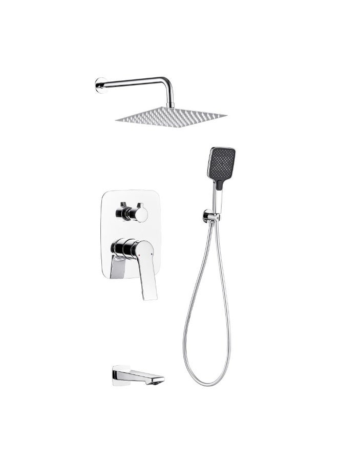 Milano Luxe Glow 3 Way Concealed Shower Mixer Set - Chrome Finish, Brass Construction, DIY Installation, 10 Year Warranty, Modern Sanitary Solution for Your Bathroom - Image 1