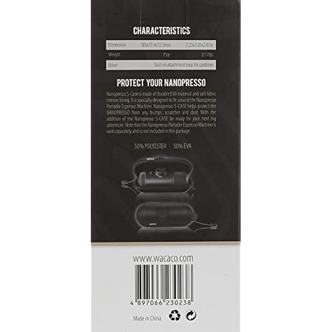 WACACO NanopressoProtective Case  Durable Eva Material And Soft Fabric Interior LiningBlackSmall Size - Image 4