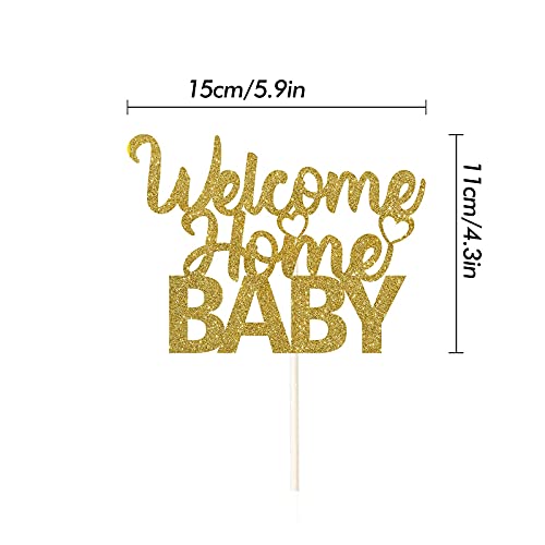 Festiko® Gold Glitter Welcome Home Baby Cake Topper, Welcome Baby Cake Decor, Decoration Supplies, Newborn Celebrate Cake Topper, Handmade Double-Sided - Image 2