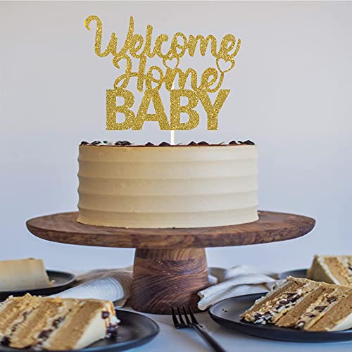 Festiko® Gold Glitter Welcome Home Baby Cake Topper, Welcome Baby Cake Decor, Decoration Supplies, Newborn Celebrate Cake Topper, Handmade Double-Sided - Image 4