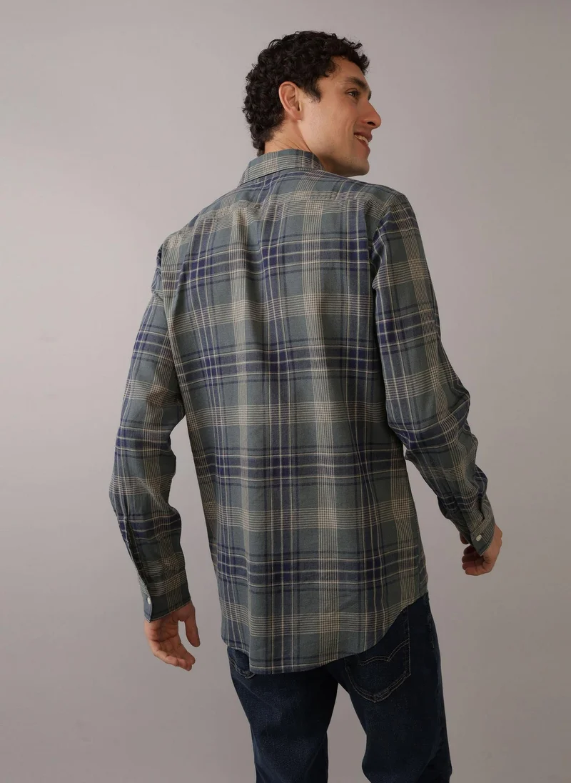 امريكان ايجل Slim Fit Everyday Linen-Blend Button Up Shirt