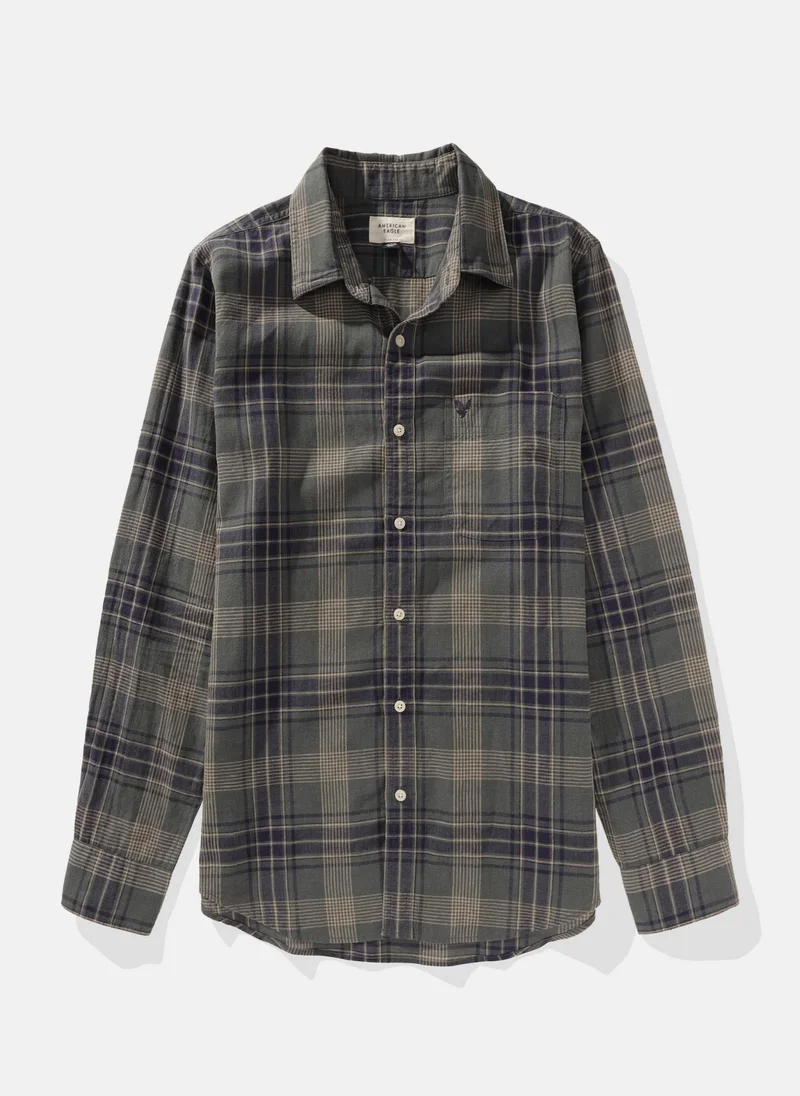 امريكان ايجل Slim Fit Everyday Linen-Blend Button Up Shirt