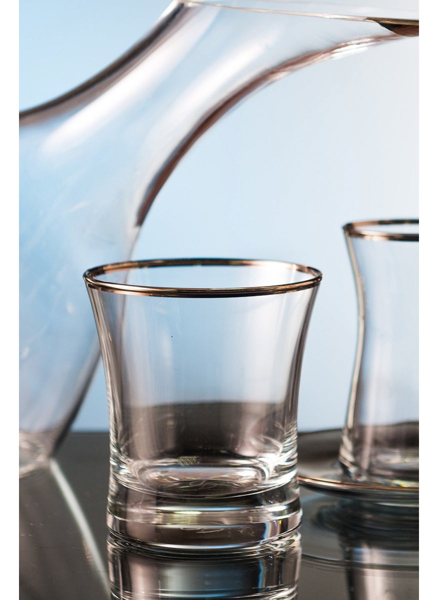 Royal Home - Roya Home Soprano Platinum Cut Hand Decorative Gilded 6 Piece Patterned Water Glass Set - Image 1