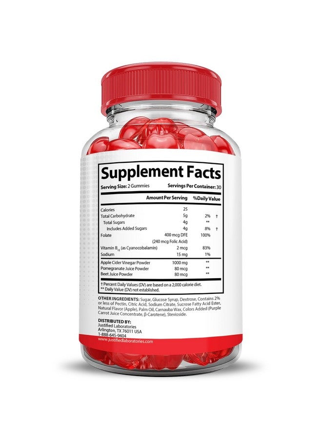 Justified Laboratories مختبرات جاستيفيد (عبوتان) جوميز فيتال بومب XL للأداء 1000 ملغ تركيبة متقدمة فيتال بومب XL مصنوعة من عصير الشمندر وخل التفاح والرمان ومسحوق الشمندر وفيتامين ب12 نباتي وغير معدّل وراثيًا 120 جوميز - Image 5