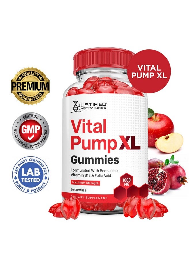 Justified Laboratories مختبرات جاستيفيد (عبوتان) جوميز فيتال بومب XL للأداء 1000 ملغ تركيبة متقدمة فيتال بومب XL مصنوعة من عصير الشمندر وخل التفاح والرمان ومسحوق الشمندر وفيتامين ب12 نباتي وغير معدّل وراثيًا 120 جوميز - Image 2