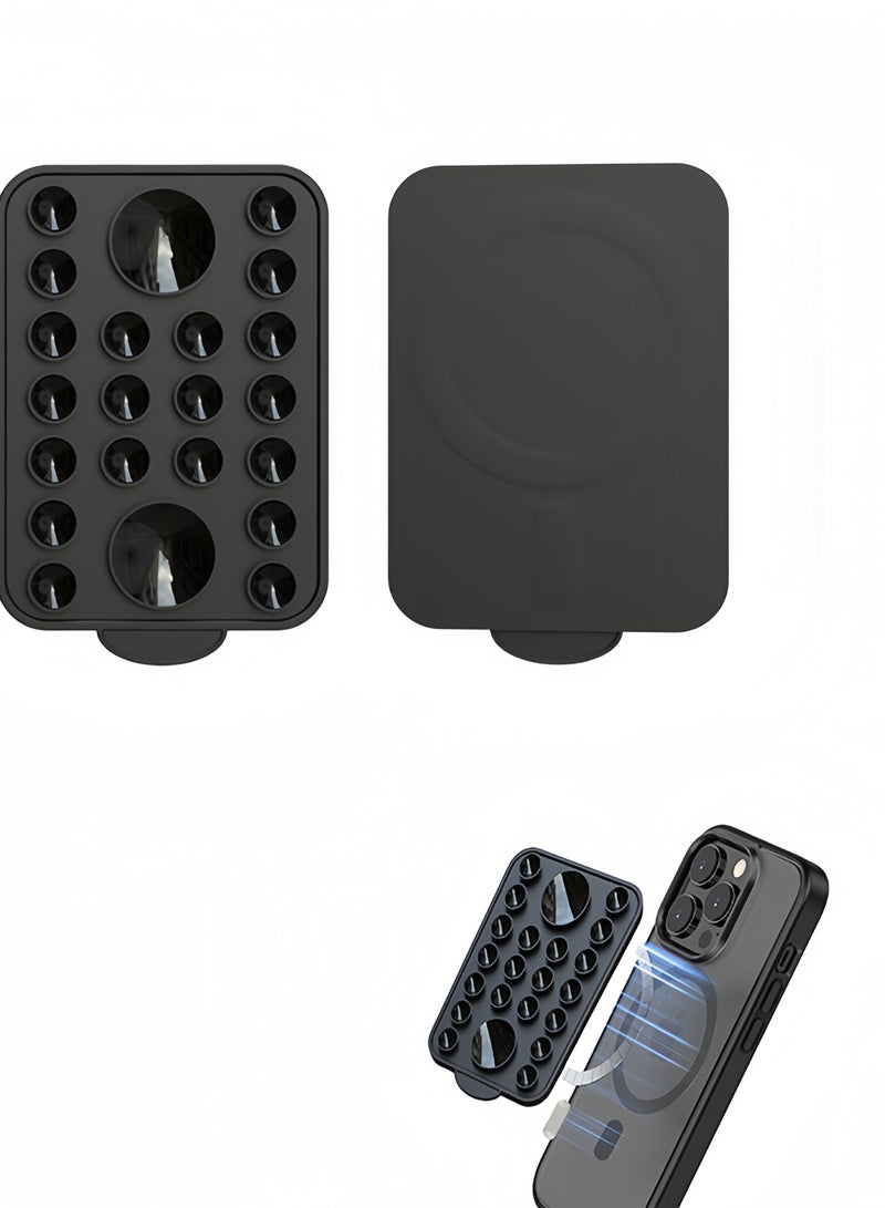 Magnetic mobile phone jacket, mobile phone holder silicone cup adhesive holder, suitable for iPhone 12/13/14/15/16 Pro Max/Pro/Plus/Mini, hands-free mobile phone accessory holder, suitable for selfies and Tiktok videos, creators and sharer (black)  - Image 1