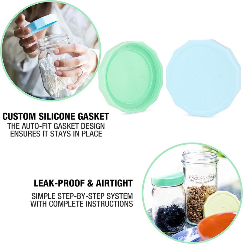 Masontops Tough Tops - Ball Wide Mouth Mason Jar Lids Plastic Leakproof - Multi Colored Plastic Mason Jar Lids - Reusable Canning Lids fit Ball Jars - Image 4
