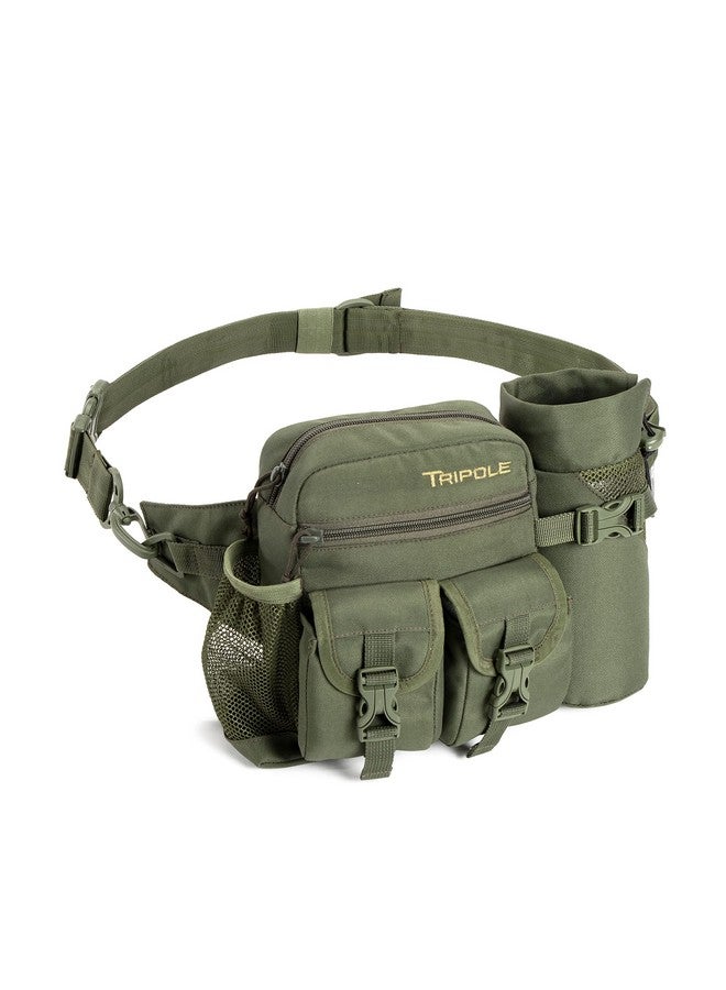 TriPole حقيبة خصر وسلنج متعددة الاستخدامات من تريبول بوليستر مع حامل زجاجة قابل للفصل (أخضر عسكري) - Image 1