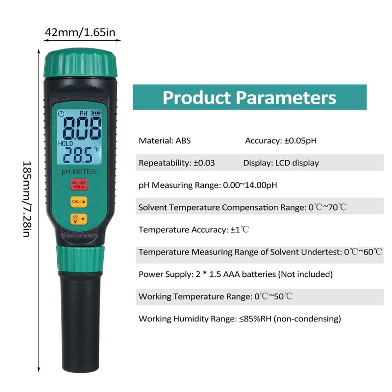 SMART SENSOR PH818F Pen Type pH Meter Portable pH Water Quality Tester Accurate Water Tester for Hydroponics Acidometer for Swimming Pool Hot Tub Aquariums Home Wine Brewing - Image 5