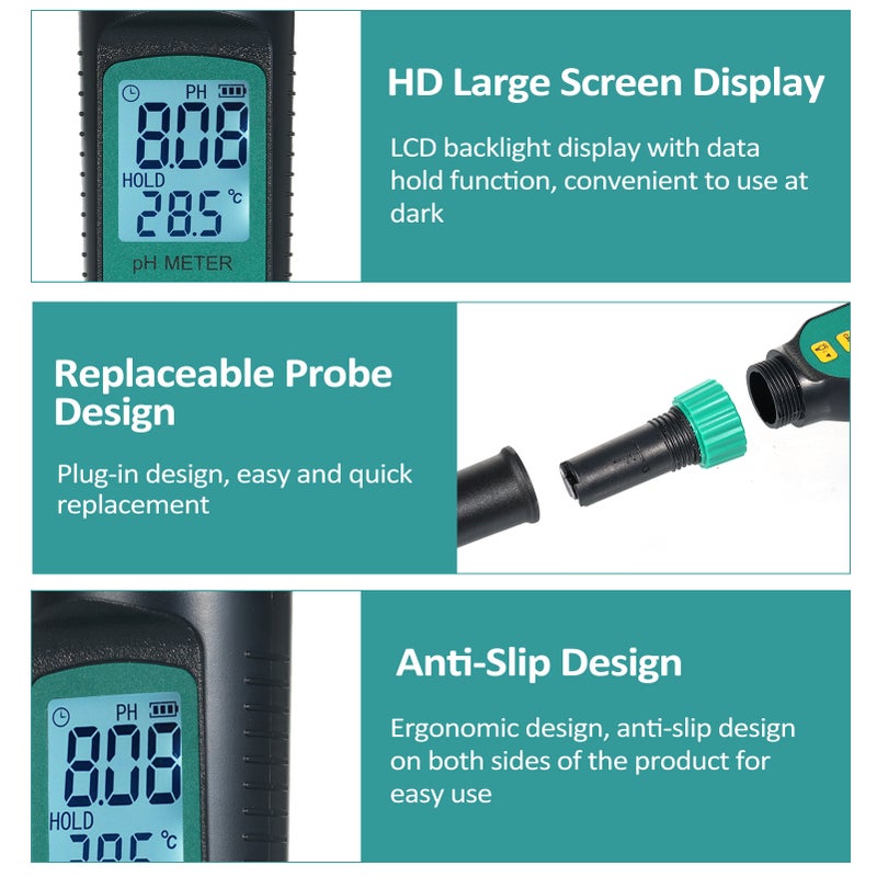 SMART SENSOR PH818F Pen Type pH Meter Portable pH Water Quality Tester Accurate Water Tester for Hydroponics Acidometer for Swimming Pool Hot Tub Aquariums Home Wine Brewing - Image 4