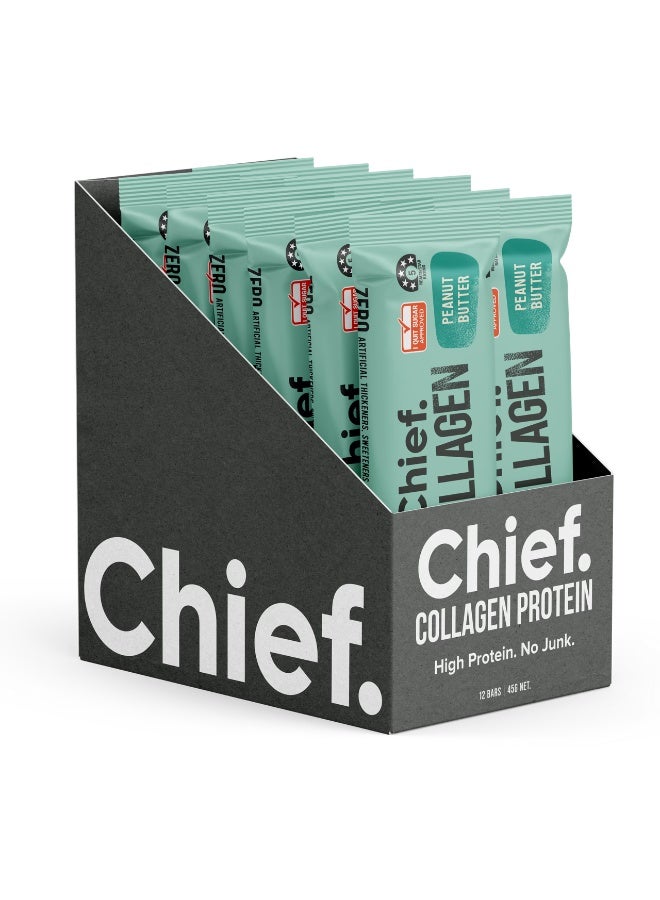Chief Collagen Protein Bars – Peanut Butter (12 Bars) - Image 1