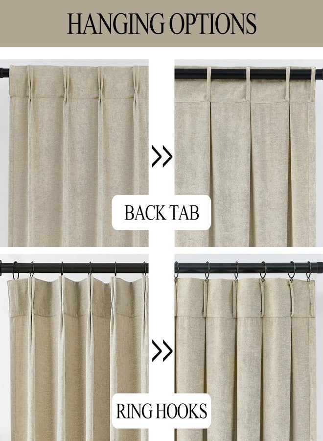 Vision Home Pinch Pleated Light Filtering Curtains Velvet Chenille Window Curtains 84 inch for Living Room Bedroom Semi-Blackout Pinch Pleat Drapes with Hooks 36" Wx84Lx2,Oatmeal Tan - Image 3