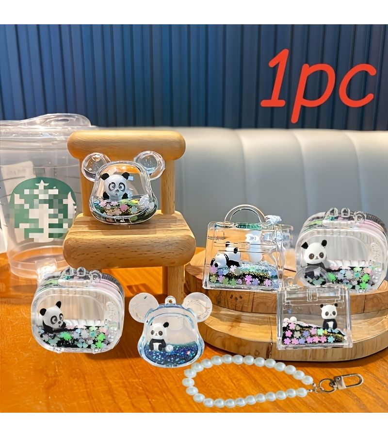 1pc Bear Oil Charm Quicksand Bottle Acrylic Bag Charm Backpack En Keychain Car Charm Indoor Decor Multipurpose Use - Image 1